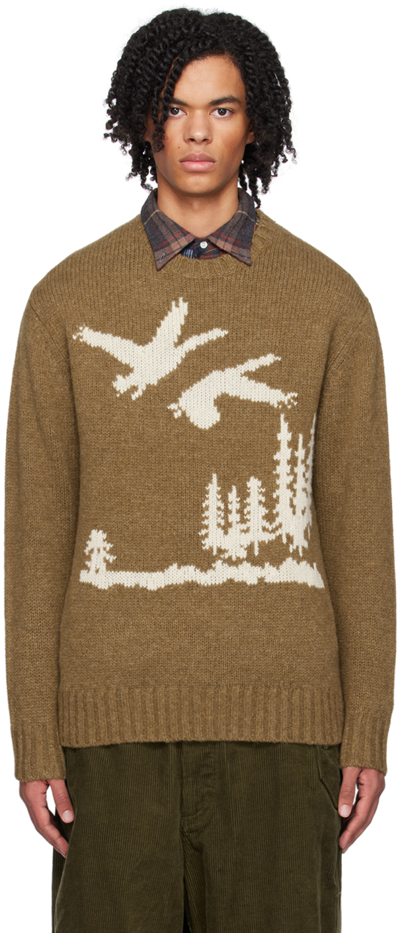 Shop Beams Brown Intarsia Sweater In Brown(duck)28