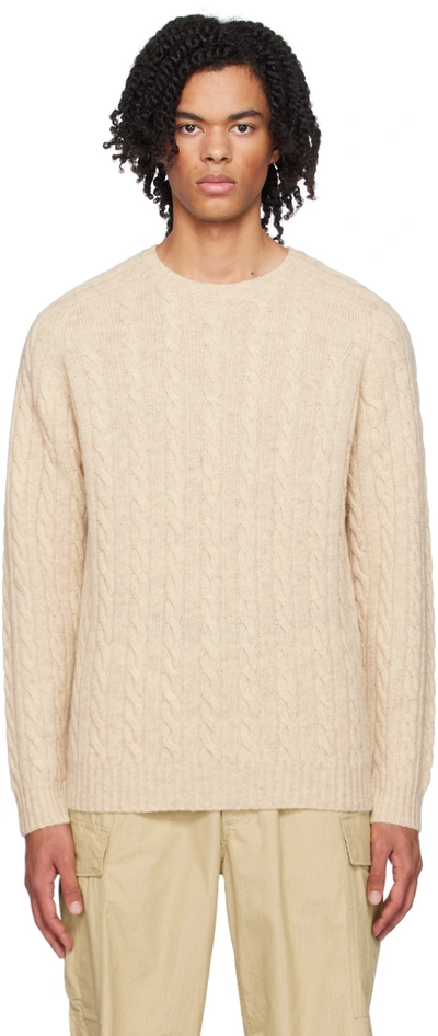 Shop Beams Beige Crewneck Sweater In Beige20