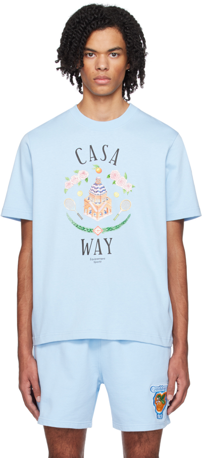 Shop Casablanca Blue 'casa Way' T-shirt
