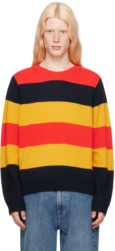 Shop Guest In Residence Multicolor Stripe Sweater In Midnight/honey/cher