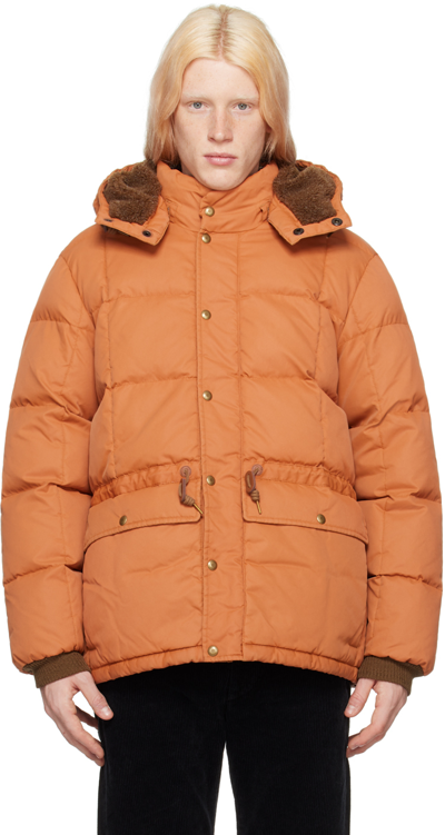 Shop Rrl Orange Quilted Jacket In Burnt Orange