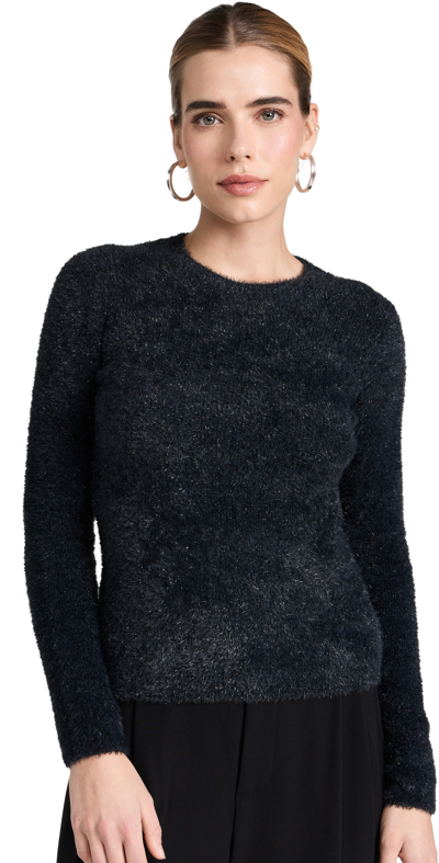 Shop Vince Metallic Soft Eyelash Pullover Obsidian/black