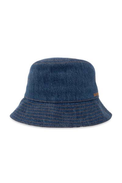 Shop Burberry Blue Denim Bucket Hat In New