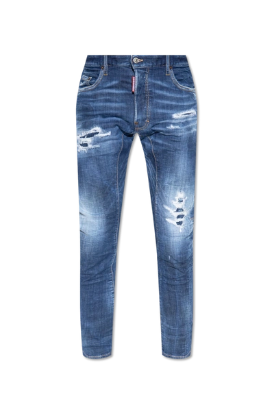 Shop Dsquared2 Navy Blue ‘tidy Biker' Jeans In New