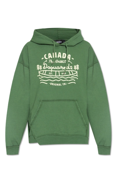Shop Dsquared2 Green Printed Hoodie In New
