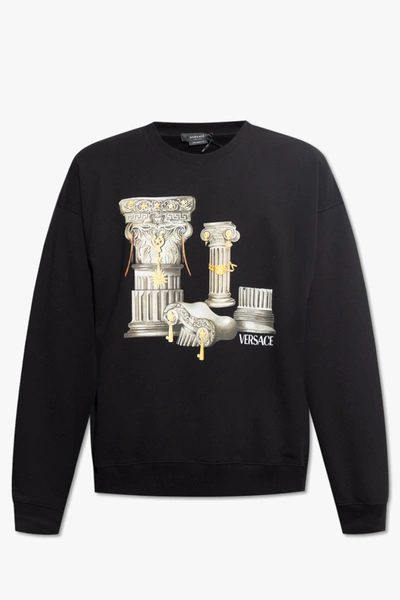 Shop Versace Black Printed Sweatshirt In New