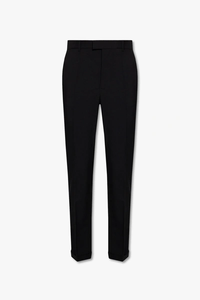 Shop Bottega Veneta Black Wool Pleat-front Trousers In New