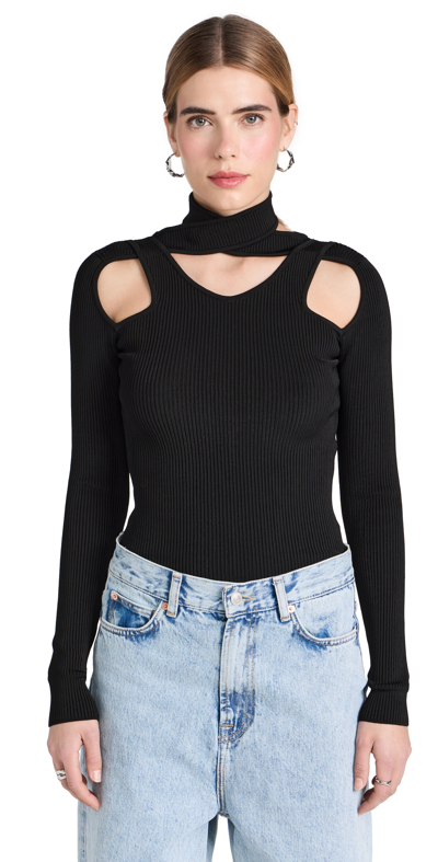 Shop Coperni Cut-out Knit Sweater Black