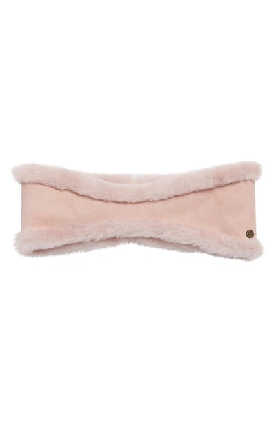 Ugg Reversible Genuine Shearling Headband In Pink Cloud
