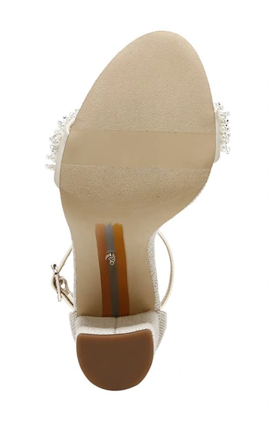 Shop Sam Edelman Yaro Perla Beaded Block Heel Sandal In Modern Ivory