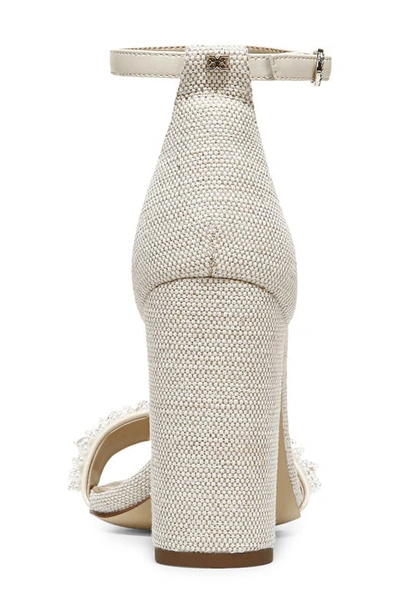 Shop Sam Edelman Yaro Perla Beaded Block Heel Sandal In Modern Ivory
