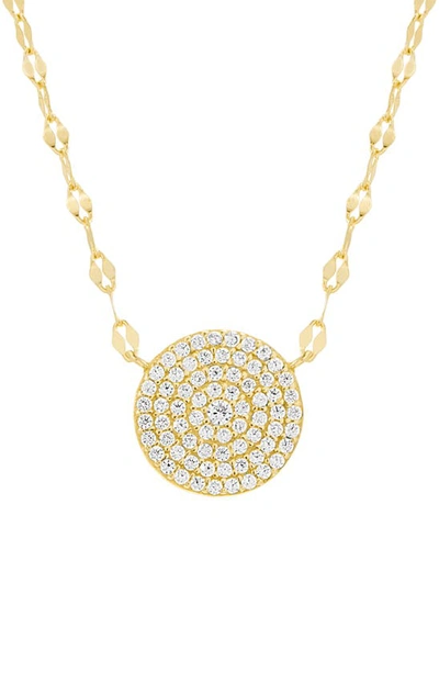 Shop Nes Jewelry Pavé Crystal Disc Pendant Necklace In Gold