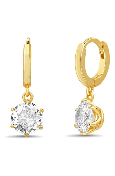 Shop Nes Jewelry Cubic Zirconia Drop Huggie Hoop Earrings In Gold