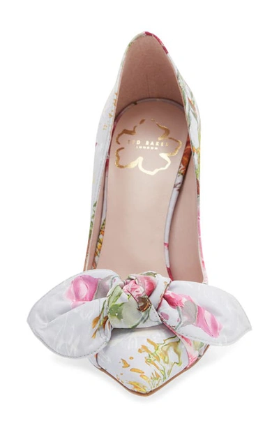 Shop Ted Baker Ryana Tapestry Pointed Toe Bow Pump In Ivory