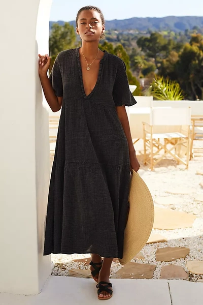 Shop Anthropologie The Kallie Flowy Maxi Dress In Black