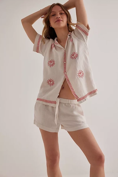 Shop Desmond & Dempsey Cuban Linen Pyjama Set In White