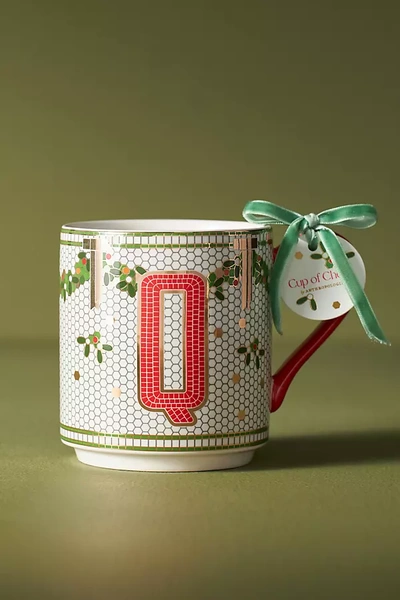 Anthropologie Festive Bistro Tile Monogram Mug
