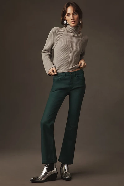Shop Pilcro The Yaya Coated Mid-rise Crop Flare Jeans In Green