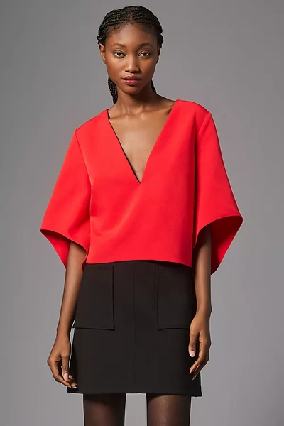 Shop Mare Mare X Anthropologie V-neck Cape Blouse In Red