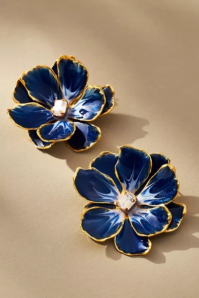 Shop The Pink Reef Hand-painted Earrings In Blue