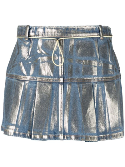 Shop Cormio Low-waisted Mini Skirt In Silver