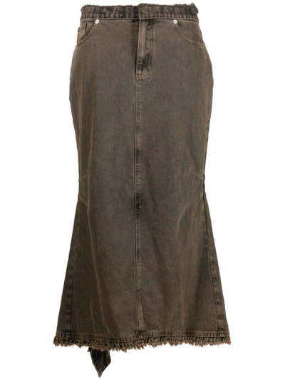 Shop Cormio Ruffle-trim Skirt In Brown