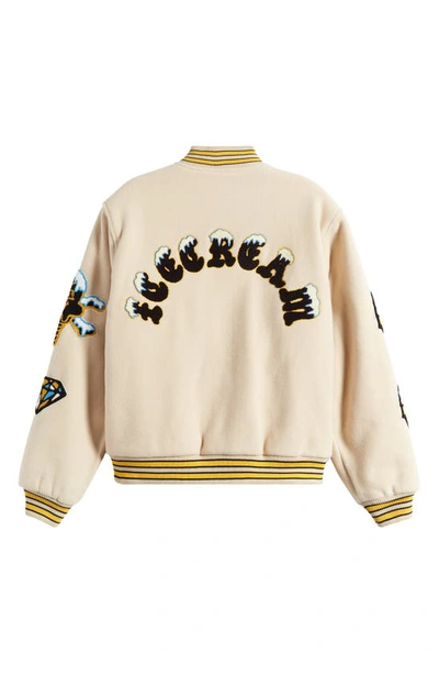 Shop Icecream Flap Jack Wool Blend Letterman Jacket In Fog