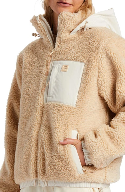 Shop Billabong Nordic Trails Faux Shearling Hooded Jacket In Oat