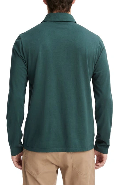 Shop Vince Garment Dyed Long Sleeve Polo In Washed Deep Teal