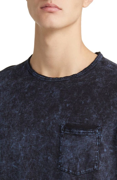 Shop John Varvatos Sid Acid Wash Long Sleeve Pocket T-shirt In Stream Blue