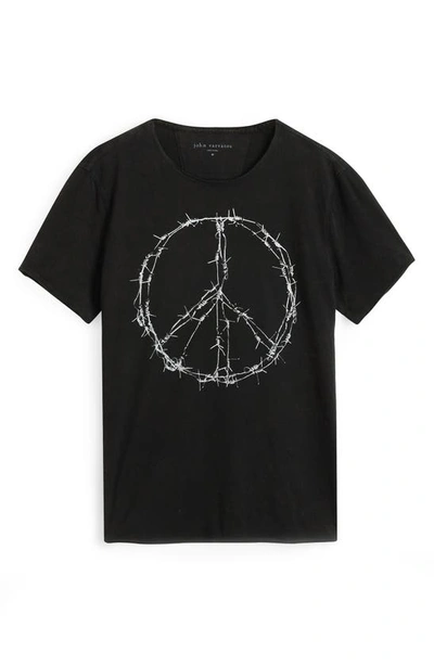 Shop John Varvatos Raw Edge Barbwire Peace Graphic T-shirt In Black