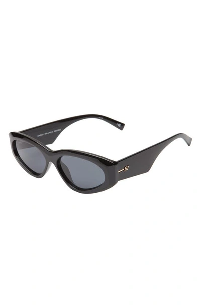 Shop Le Specs Under Wraps Oval Sunglasses In Black