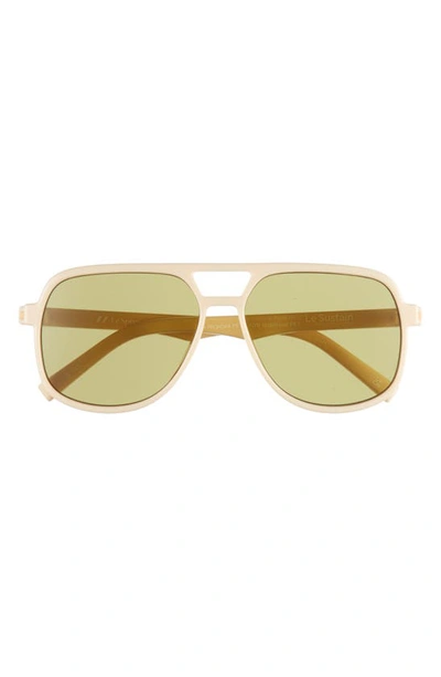 Shop Le Specs Trailbreaker 57mm Aviator Sunglasses In Ivory