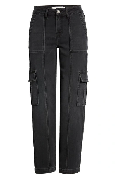 Hidden Jeans Straight Leg Cargo Jeans In Black