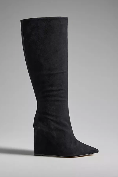 Shop Schutz Asya Up Knee-high Wedge Boots In Black
