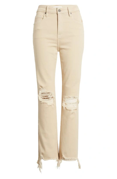Hidden Jeans Distressed Chew Hem Straight Leg Jeans In Khaki