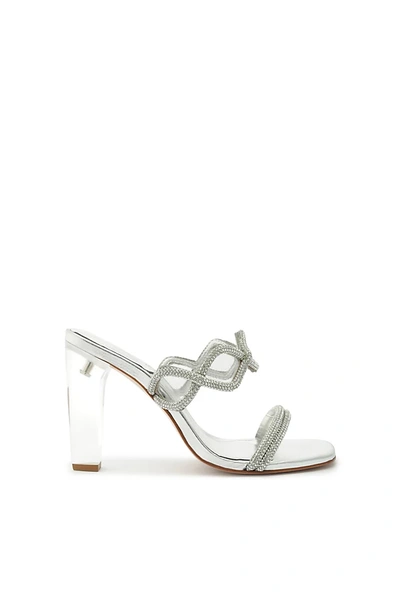 Schutz Arabella Glam Embellished Slide Sandal In Silver