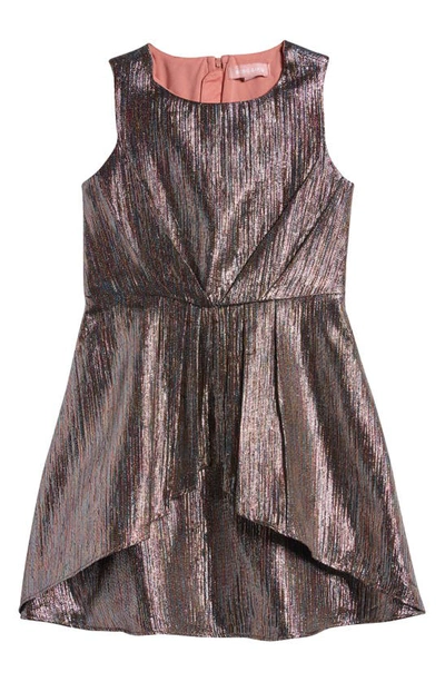 Shop Bcbg Kids' Metallic Bow Dress In Silver Multi