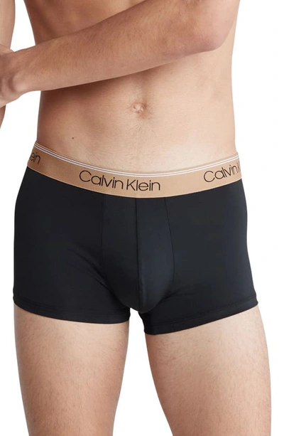 Shop Calvin Klein 3-pack Low Rise Microfiber Stretch Trunks In Black W/ Assorted Bands
