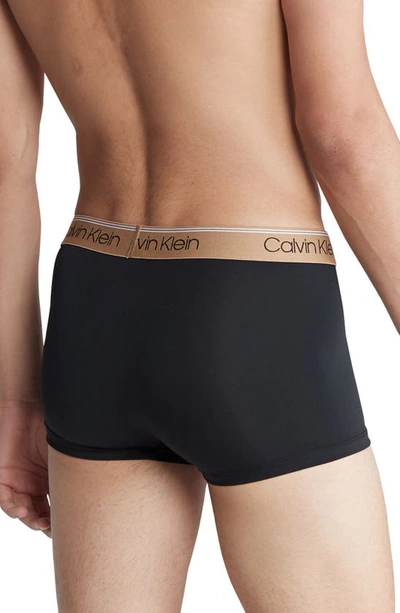 Shop Calvin Klein 3-pack Low Rise Microfiber Stretch Trunks In Black W/ Assorted Bands