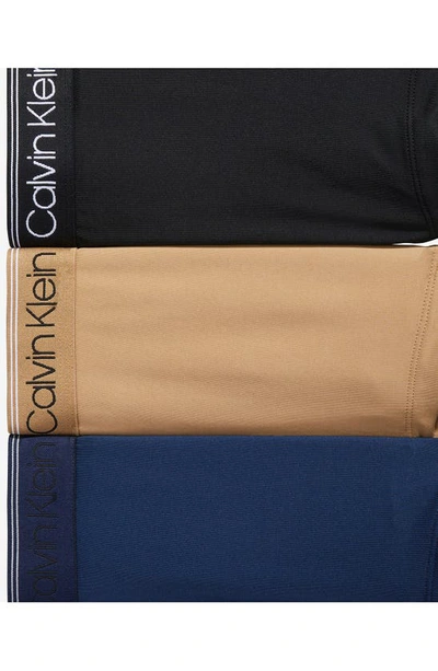 Calvin Klein Microfiber Stretch Wicking Low Rise Trunks, Pack Of 3 In Beige/ Black/ Blue