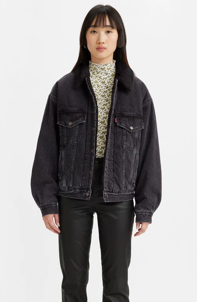 Shop Levi's '90s High Pile Fleece Lined Denim Trucker Jacket In Are You Afraid Of The Dark