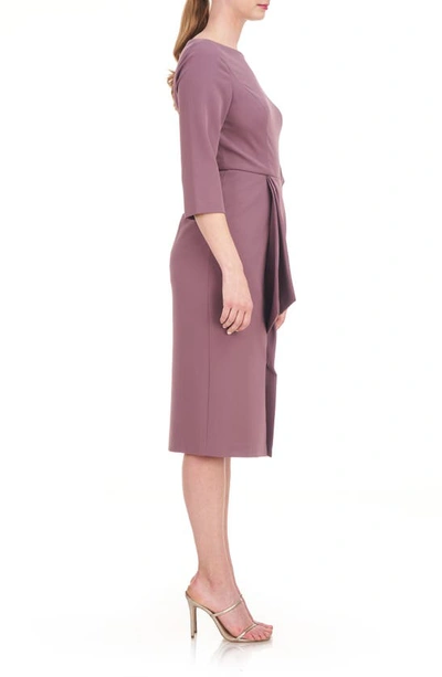 Shop Kay Unger Chantal Pleated Sheath Dress In Dark Lavender