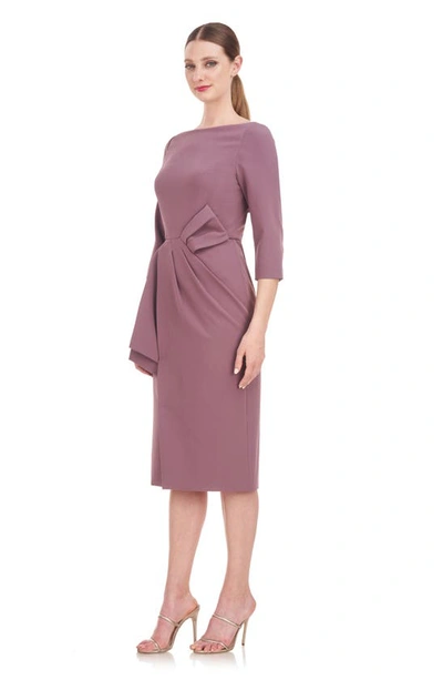 Shop Kay Unger Chantal Pleated Sheath Dress In Dark Lavender