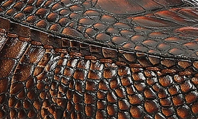 Shop Donald Pliner Dacio Croc Embossed Bit Driving Loafer In Dark Brown