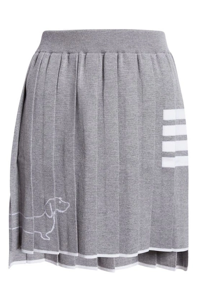 Shop Thom Browne Hector Icon 4-bar Pleated Wool Blend Miniskirt In Light Grey