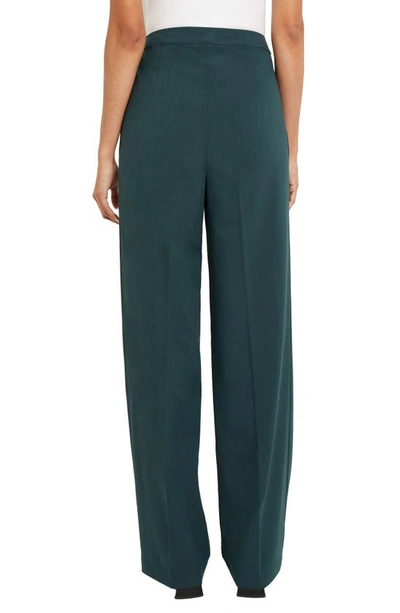 Shop Misook Pleated Wide Leg Pants In Hunter Green