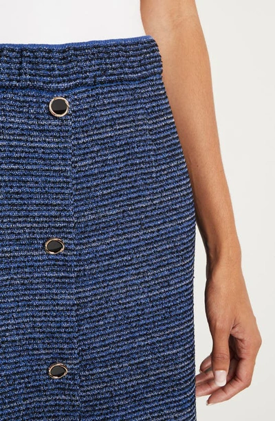 Shop Misook Shimmer Tweed Skirt In Oceanic/ Black