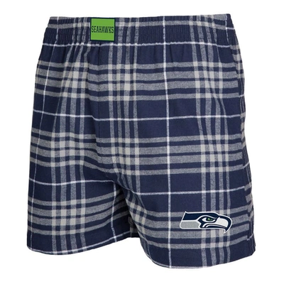 Shop Concepts Sport Navy/gray Seattle Seahawks Concord Flannel Boxers