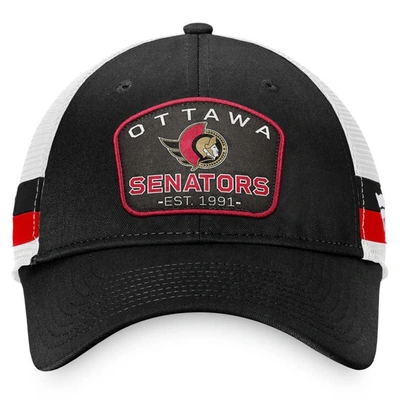 Shop Fanatics Branded Black/white Ottawa Senators Fundamental Striped Trucker Adjustable Hat